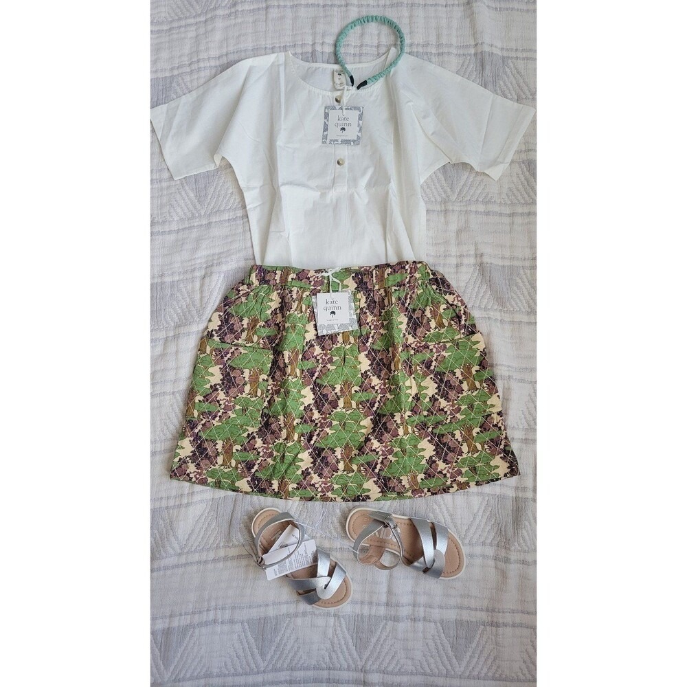 Kate Quinn Bamboo Quilted Skirt Goldilocks Forest Kids 7Y‎ NWT
